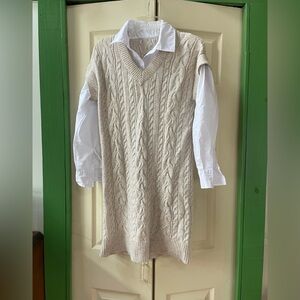 Cream Cable Knit Sweater Dress
